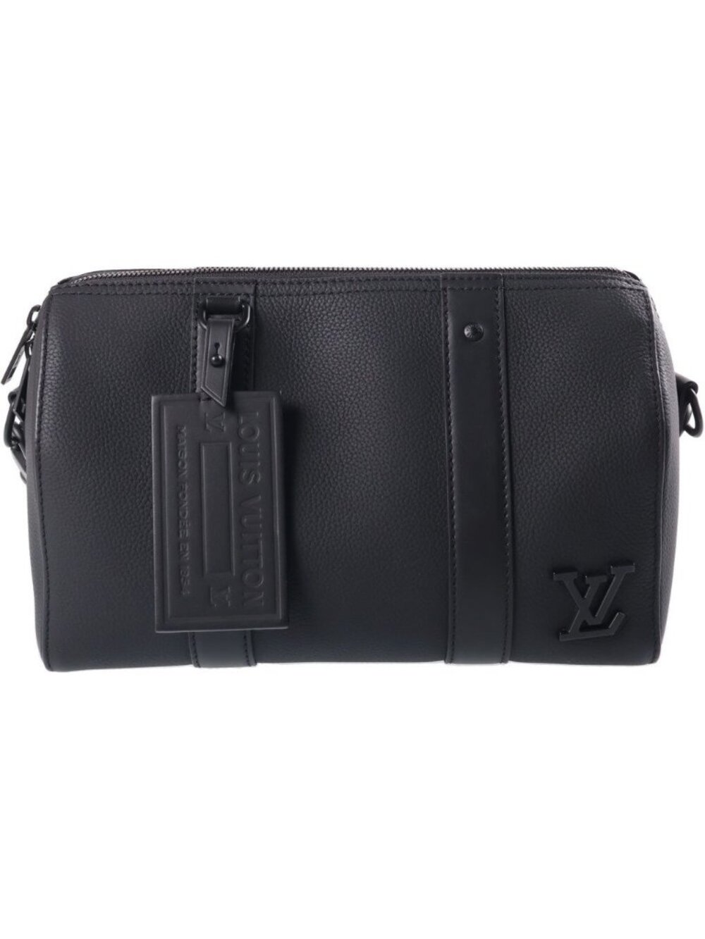 Louis Vuitton Aerogram City Keepall Shoulder Bag Black Calfskin
